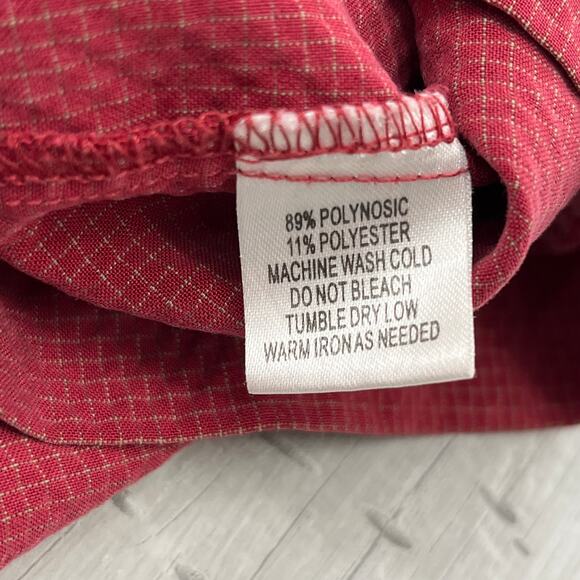 Eastern Mountain Sports Red Check Short Sleeve Lightweight Button Down Shirt - Picture 4 of 7